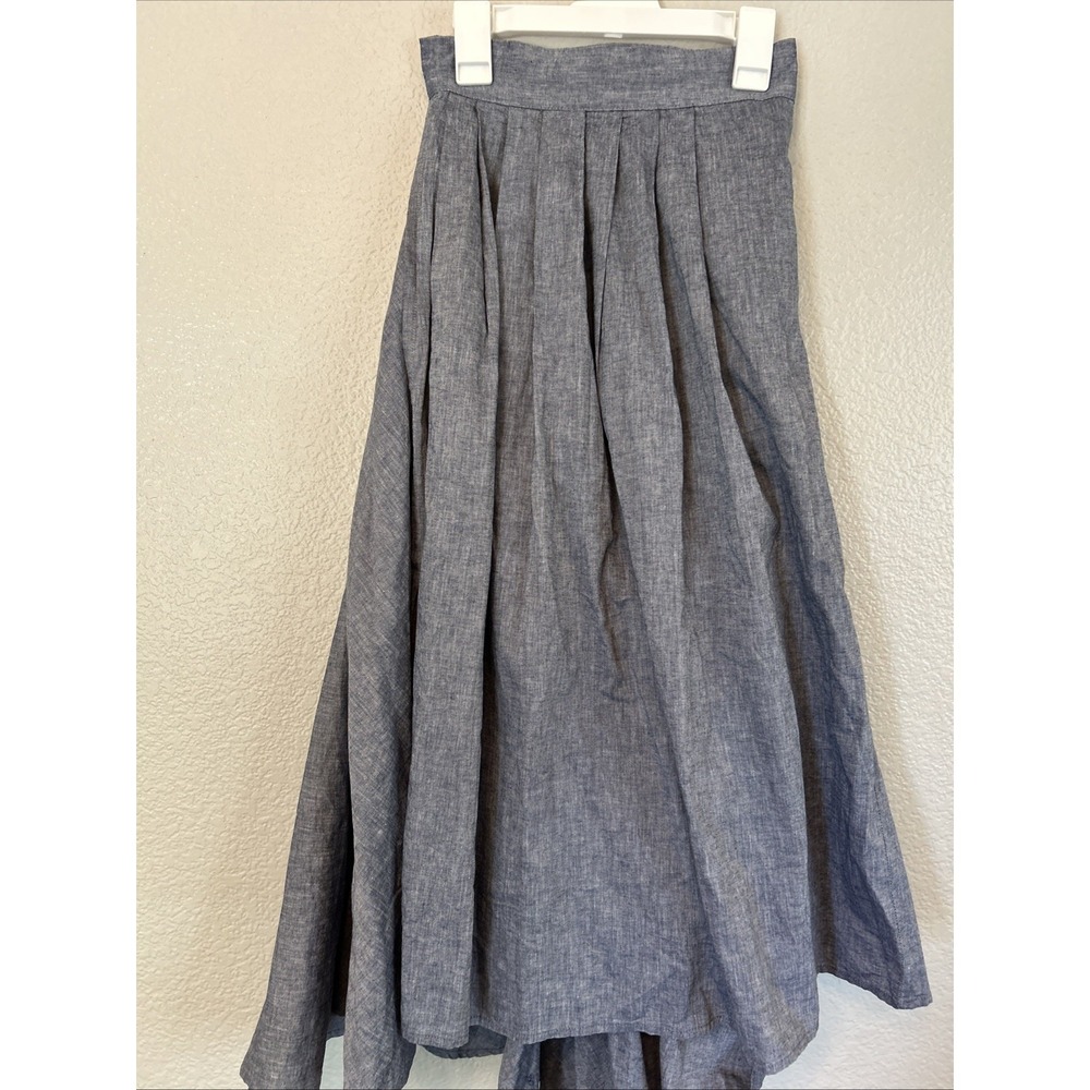 Trovata Birds of Paradis Cotten Linen Pleated Wrap Skirt Size Medium Preppy